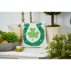 C&F Home 8" X 8" Horses Shoe Clover Hooked Pillow -C&F Bedding Deals Store GUEST 0d96a964 f886 47ab 942c 3fced84977af