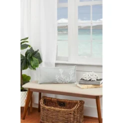 C&F Home 18" X 9" Seafoam Blue Coral Oblong Embellished Throw Pillow -C&F Bedding Deals Store GUEST 15fa4c04 4282 4086 af5e a3e00675aff0