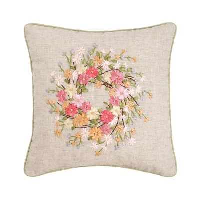 C&F Home 16" X 16" Zinnia Easter Wreath Spring Throw Pillow 4 C&F Home 16" X 16" Zinnia Easter Wreath Spring Throw Pillow - Image 4