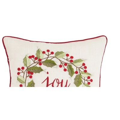 C&F Home Joy Wreath Embroidered Throw Pillow 1 C&F Home Joy Wreath Embroidered Throw Pillow