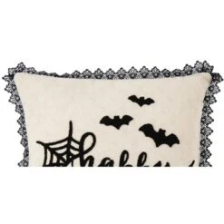 C&F Home 18" X 18" Happy Halloween Embroidered Bats And Spiderweb Throw Pillow