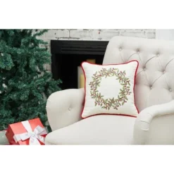 C&F Home 16" X 16" Berry Garland Embroidered Throw Pillow