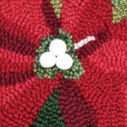 C&F Home 8" X 8" Poinsettia Hooked Petite Christmas Holiday Throw Pillow