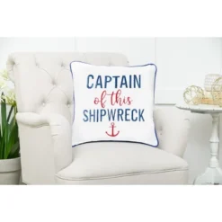 C&F Home Captain Of Shipwreck Embroidered Throw Pillow