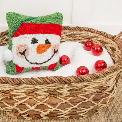 C&F Home 8" X 8" Happy Snowman Hooked Petite Christmas Holiday Throw Pillow 2 C&F Home 8" X 8" Happy Snowman Hooked Petite Christmas Holiday Throw Pillow - Image 2