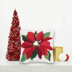 C&F Home 8" X 8" Poinsettia Hooked Petite Christmas Holiday Throw Pillow -C&F Bedding Deals Store GUEST 510d9706 c7e6 472b 9f6c bf324082fedd