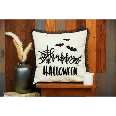C&F Home 18" X 18" Happy Halloween Embroidered Bats And Spiderweb Throw Pillow 3 C&F Home 18" X 18" Happy Halloween Embroidered Bats And Spiderweb Throw Pillow - Image 3