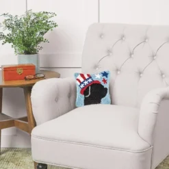 C&F Home 8" X 8" Patriotic Dog Hooked Americana July 4th Throw Pillow -C&F Bedding Deals Store GUEST 7fcf3d2c 4d15 4046 92a5 2bfb3d278494