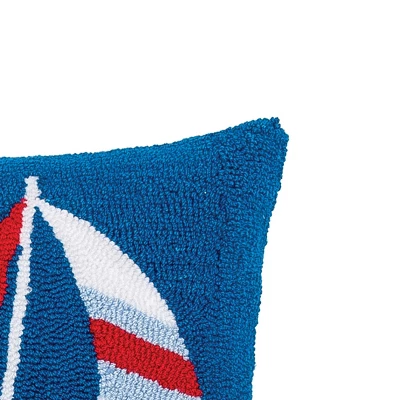 C&F Home 18" X 18" Sailboat Hooked Throw Pillow 2 C&F Home 18" X 18" Sailboat Hooked Throw Pillow - Image 2