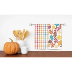 C&F Home Fall Leaves & Plaid Printed & Woven Kitchen Towel Set Of 2 -C&F Bedding Deals Store GUEST 95443929 e809 471c 9f85 b0324d5564fb