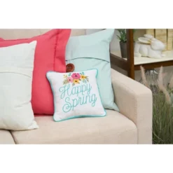 C&F Home 10" X 10" Happy Spring Embroidered Throw Pillow