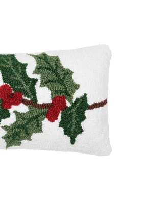 C&F Home Holly Sprig Hooked Pillow 2 C&F Home Holly Sprig Hooked Pillow - Image 2