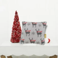 C&F Home 20" X 20" Deer Scarf Christmas Holiday Knitted Throw Pillow -C&F Bedding Deals Store GUEST b045eb56 bbae 4fa1 bd61 c20d86920f3e
