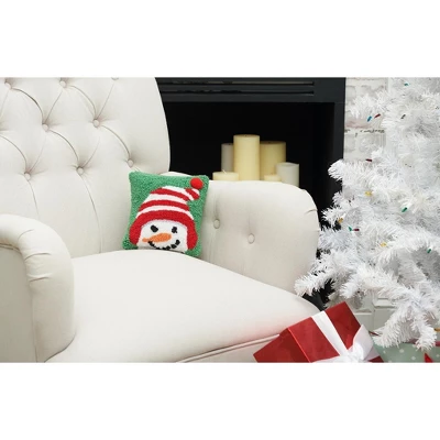 C&F Home Peek-A-Boo Snowman Hooked Throw Pillow 2 C&F Home Peek-A-Boo Snowman Hooked Throw Pillow - Image 2