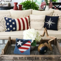 C&F Home 8" X 8" Patriotic American Flag July 4th Hooked Petite Throw Pillow Red White And Blue -C&F Bedding Deals Store GUEST bfde8802 beab 4ebd 9afa 1d86eeeb4fbb