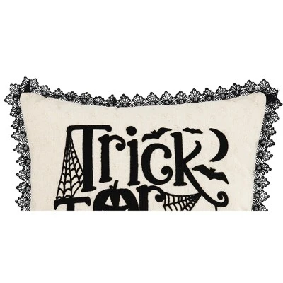 C&F Home 18" X 18" Trick Treat Black And White Embroidered Throw Halloween Pillow 1 C&F Home 18" X 18" Trick Treat Black And White Embroidered Throw Halloween Pillow