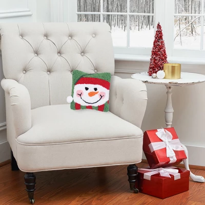 C&F Home 8" X 8" Happy Snowman Hooked Petite Christmas Holiday Throw Pillow 1 C&F Home 8" X 8" Happy Snowman Hooked Petite Christmas Holiday Throw Pillow