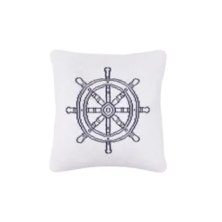 C&F Home 10" X 10" Ship Wheel Knitted Throw Pillow