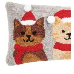 C&F Home Santa Cats Hooked Throw Pillow