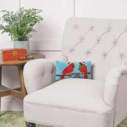C&F Home Winter Cardinal Hooked Throw Pillow Set Of 2